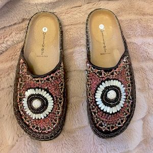 Oliver Boho Chic Flats with open heel. Made in Italy! Size 8.